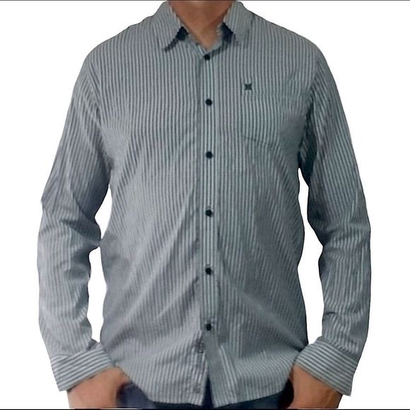 Hurley Striped Dress Shirt sz L - Picture 1 of 10